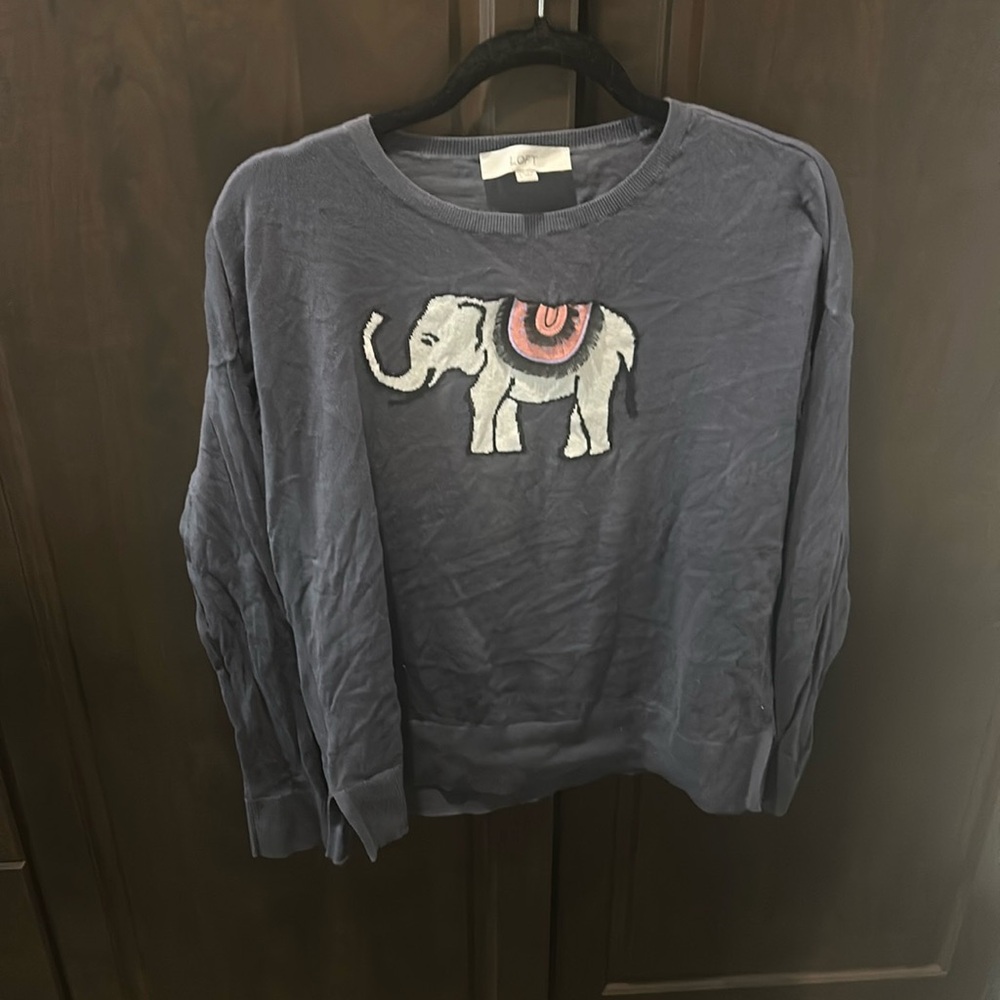 Lot of three loft Sweater size m elephant sweater size L blue cardigan size L